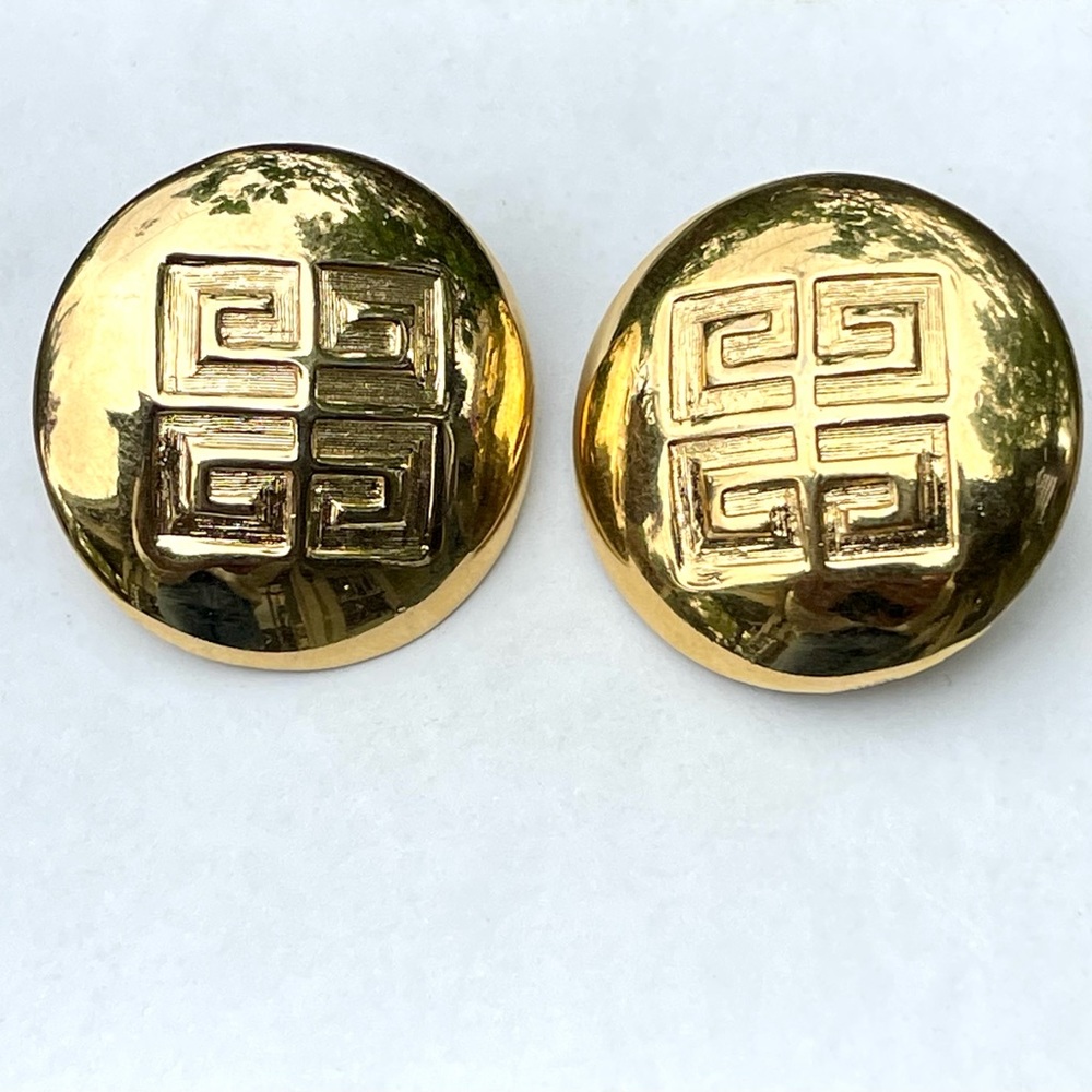 Vintage Givenchy logo clip on earrings